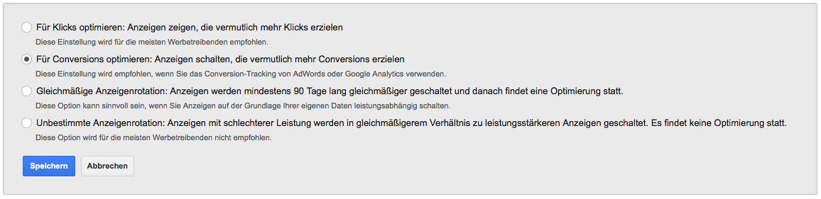 Anzeigenrotation bei Google AdWords